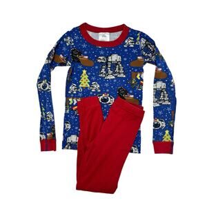 HANNA ANDERSSON PRIMARY Star Wars Holiday Long Johns Pajama Set 130 8 Blue Red